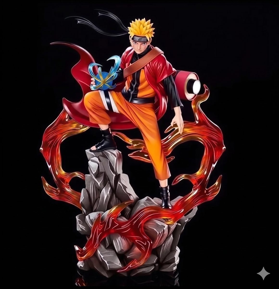 Naruto Uzumaki Standing on Stone Figure