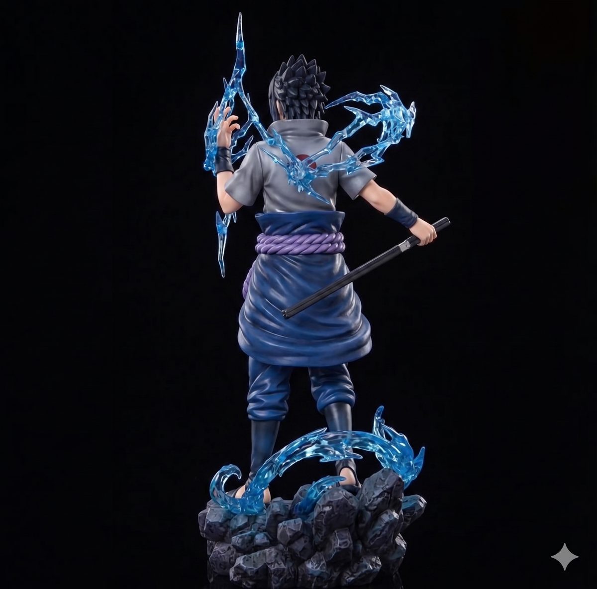 Sasuke Uchiha Standing on Stone Figure